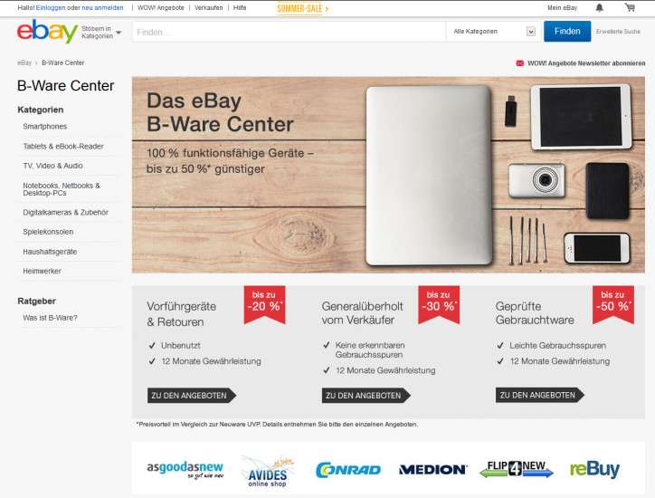 Elektronik-Schnäppchen im eBay B-Ware Center